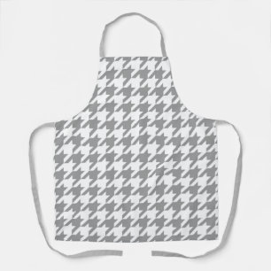 Aschgrau weißes Houndstooth Karomuster Schürze