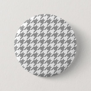 Aschgraue weiße Houndstooth-Karo Button