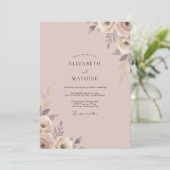 Aschrosa Blütenhochzeit Einladung (Stehend Vorderseite)