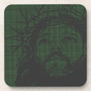 ASCII Art Jesus Dornenkrone Johannes 19:30 Getränkeuntersetzer