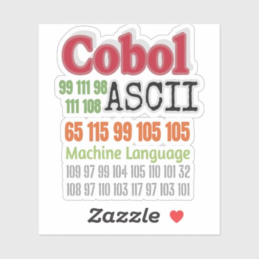 Ascii Cobol Programming Machine Language Aufkleber (Blatt)