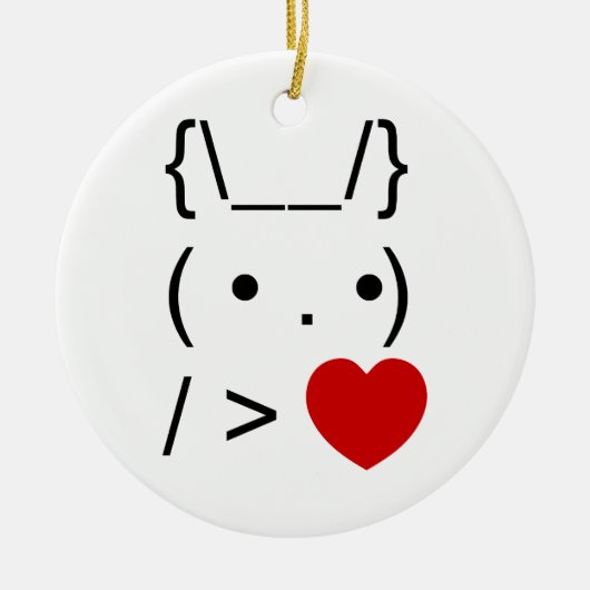 ASCII Text Art Bunny Rabbit geben Herz Keramik Ornament (Vorne)