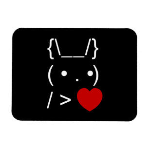 ASCII Text Art Bunny Rabbit geben Herz Magnet