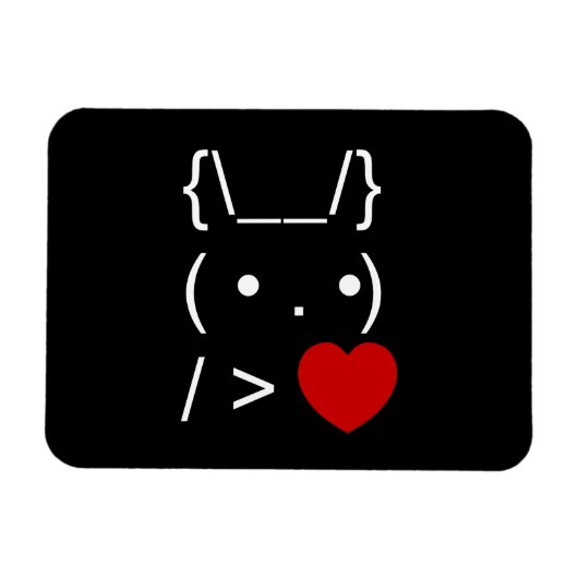 ASCII Text Art Bunny Rabbit geben Herz Magnet (Horizontal)