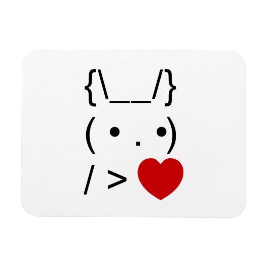 ASCII Text Art Bunny Rabbit geben Herz Magnet (Horizontal)