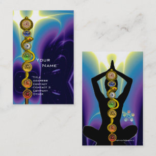 ASCLEPIUS,7 CHAKRAS YOGA LOTUS POSE Blau Visitenkarte