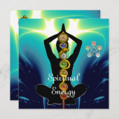 ASCLEPIUS-7-SCHAKRAS, YOGA LOTUS-POSE Blau Einladung (Vorne/Hinten)