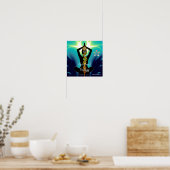 ASCLEPIUS-7-SCHAKRAS, YOGA LOTUS-POSE Blau Poster (Küche)