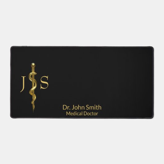 Asclepius Klassisches medizinisches Gold im Weißen Schreibtischunterlage (Vorderseite)