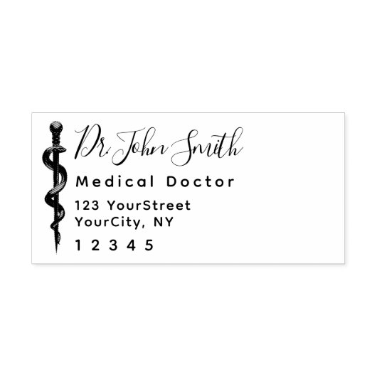 Asclepius Modernes Script Medical Rücksendeadresse Permastempel (Design)