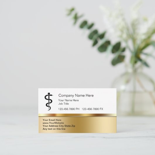 Asclepius Rod Medical Business Cards Visitenkarte (Stehend Vorderseite)
