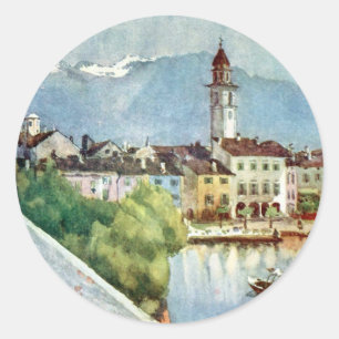 Ascona die Schweiz auf See Maggiore, 1918 Runder Aufkleber