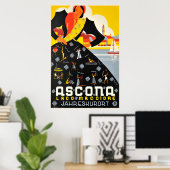 Ascona, Lago Maggiore, Schweiz, Reiseplakat Poster (Heimbüro)