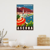 Ascona Lake Maggiore Switzerland Vintage Travel Poster (Küche)