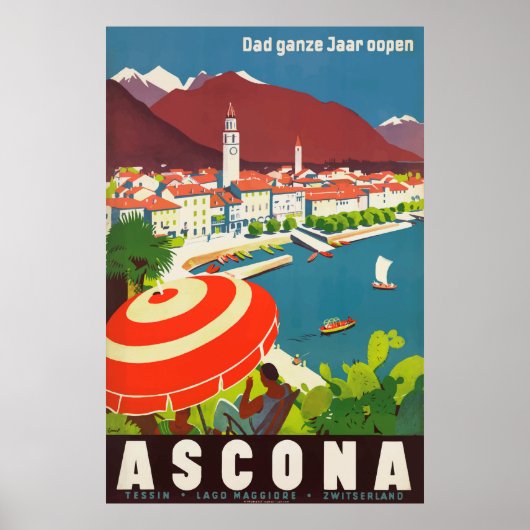 Ascona Schweiz Vintage Travel Poster (Vorne)