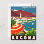 Ascona Schweiz - Vintages Swiss Travel Poster Postkarte (Vorne/Hinten)