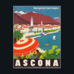 Ascona Schweiz - Vintages Swiss Travel Poster Postkarte<br><div class="desc">Ascona Schweiz - Lago Maggiore - Vintages Swiss Travel Poster</div>