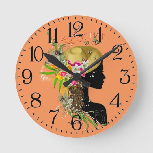 Ascot Ladies Hat Design Runde Wanduhr (Vorderseite)
