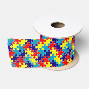 ASD Asperger Autismus-Bewusstseins-Puzzle-Muster Satinband