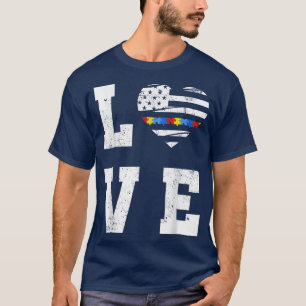 ASD Liebe Autistic Autism Spectrum American Flag J T-Shirt