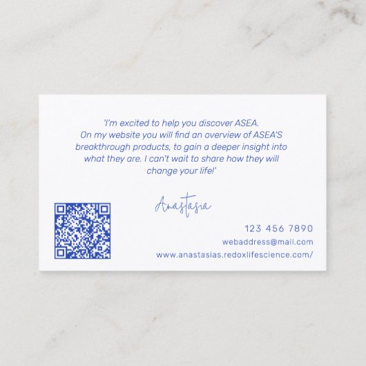 ASEA Associate Matching Website Visitenkarte (Rückseite)