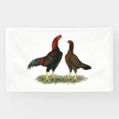 Aseel Black Red Chickens Banner (Horizontal)