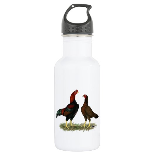 Aseel Black Red Chickens Edelstahlflasche (Vorderseite)
