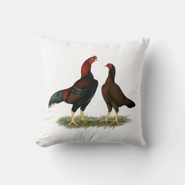 Aseel Black Red Chickens Kissen (Vorderseite)