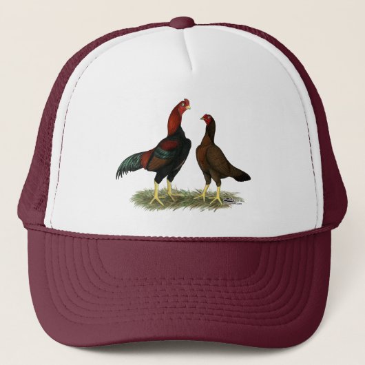 Aseel Black Red Chickens Truckerkappe (Vorderseite)