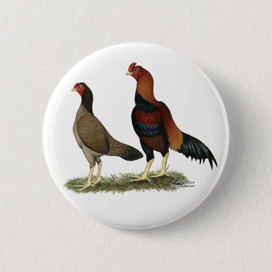 Aseel Wheaten Chickens Button (Vorderseite)
