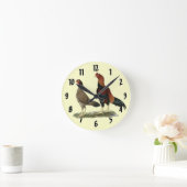 Aseel Wheaten Chickens Runde Wanduhr (Zuhause)