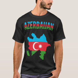 Aserbaidschan-Flagge Karte Nationaler Stolz Farben T-Shirt