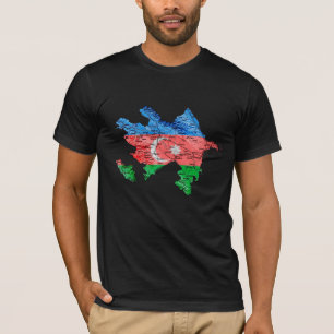 Aserbaidschan Flaggenfarben Karte T-Shirt