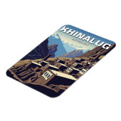 Aserbaidschan Khinalug Bergdorf Magnet (Linke Seite)