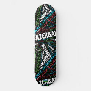 Aserbaidschan Nationaler Stolz Wordcloud Skateboar Skateboard