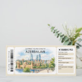 Aserbaidschan-Reise-Boarding-Pass-Ticket Einladung (Stehend Vorderseite)