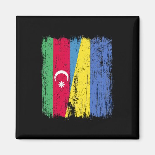 Aserbaidschan Ukraine Halbflagge aserbaidschanisch Magnet (Vorne)
