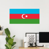 aserbaidschanische Flagge (Aserbaidschan) Poster (Heimbüro)