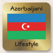 Aserbaidschanische Flagge+Text-Untersetzer Getränkeuntersetzer (Vorderseite)