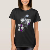 Asexual Astronaut Cat Retro Space Is My Place Ace T-Shirt (Vorderseite)