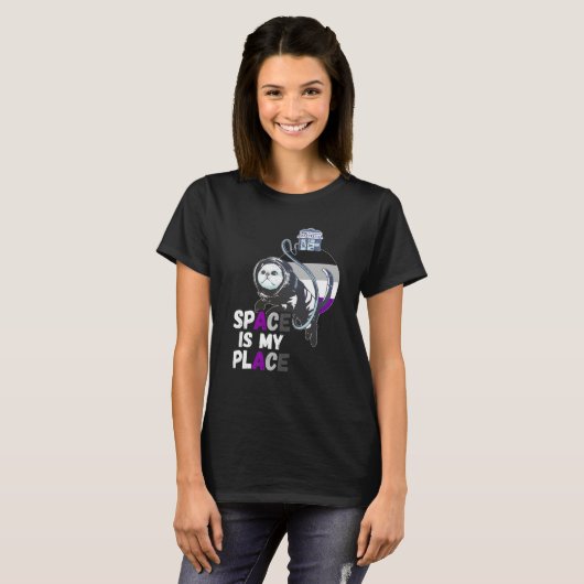 Asexual Astronaut Cat Retro Space Is My Place Ace  T-Shirt (Vorne ganz)