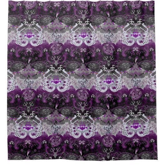 Asexual Dragon Damask - Ace-Pride-Flag-Farben Duschvorhang (Vorderseite)