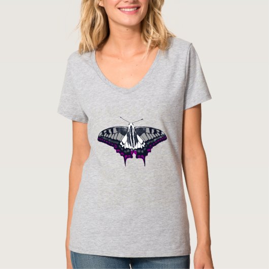 Asexual Flag Frack Butterfly T-Shirt (Vorderseite)