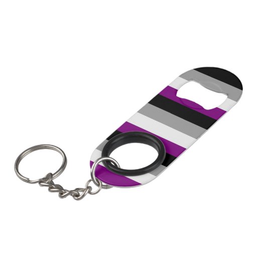 Asexual Flag Mini Flaschenöffner (Vorderseite Schrägansicht)