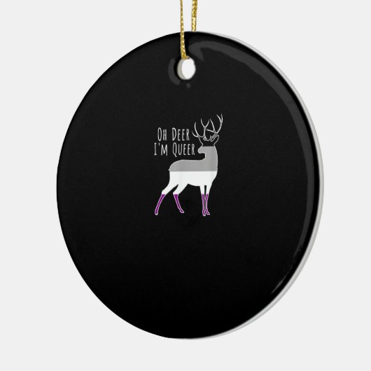 Asexual Flag Oh Deer Queer Pride Funny LGBT Design Keramik Ornament (Links)