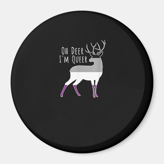 Asexual Flag Oh Deer Queer Pride Funny LGBT Design Magnet (Vorne)