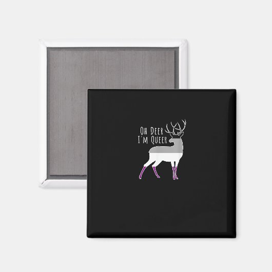 Asexual Flag Oh Deer Queer Pride Funny LGBT Design Magnet (Vorderseite/Rückseite)