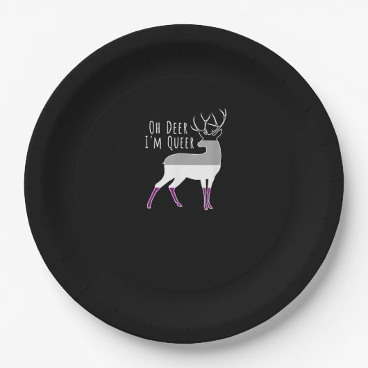 Asexual Flag Oh Deer Queer Pride Funny LGBT Design Pappteller (Vorderseite)