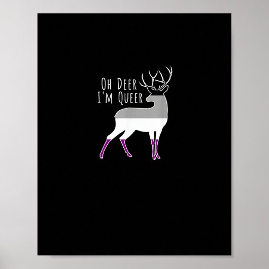Asexual Flag Oh Deer Queer Pride Funny LGBT Design Poster (Vorne)