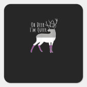 Asexual Flag Oh Deer Queer Pride Funny LGBT Design Quadratischer Aufkleber (Vorderseite)
